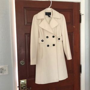 Mid length white pea coat